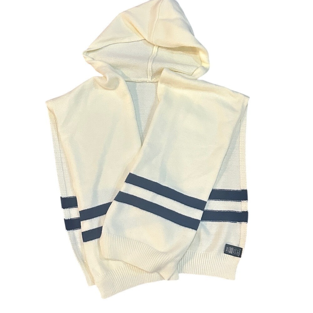 Hooded Shawl with blue Stripes